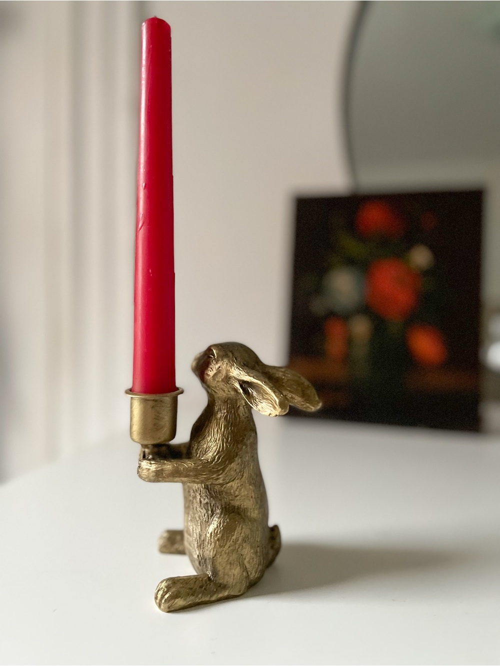 Whimsical Gold Bunny Taper Candle Holder Brass Rabbit ✨ - Picture 3 of 8